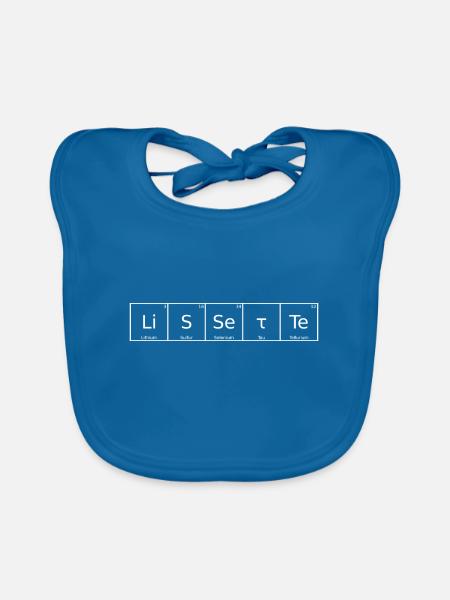 Lissette Nom Prénom Chimie Tableau périodique - Bavoir bio Bébé - bleu paon - Devant