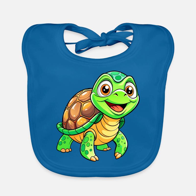 Méga Tortue Mignonne - Bavoir bio Bébé - bleu paon