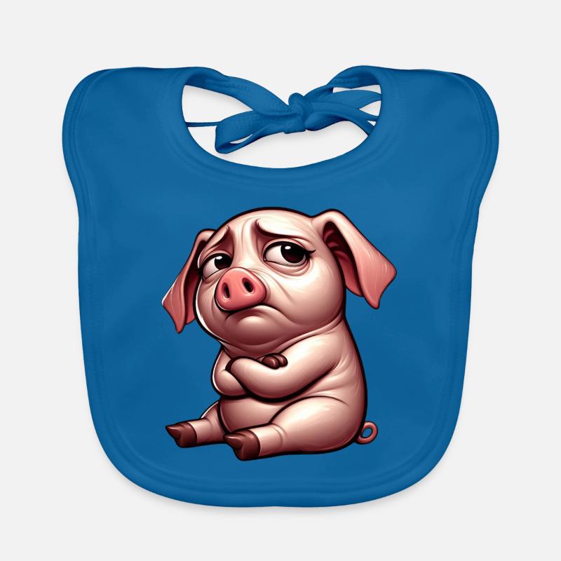 Mignon cochon de dessin animé têtu avec entrelacé Bavoir bio Bébé