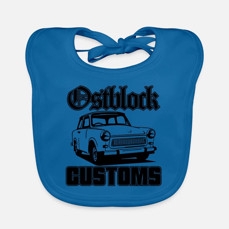 Farbe änderbar | Trabi Trabbi Ostblock Customs - Baby Bio-Lätzchen - Pfauenblau