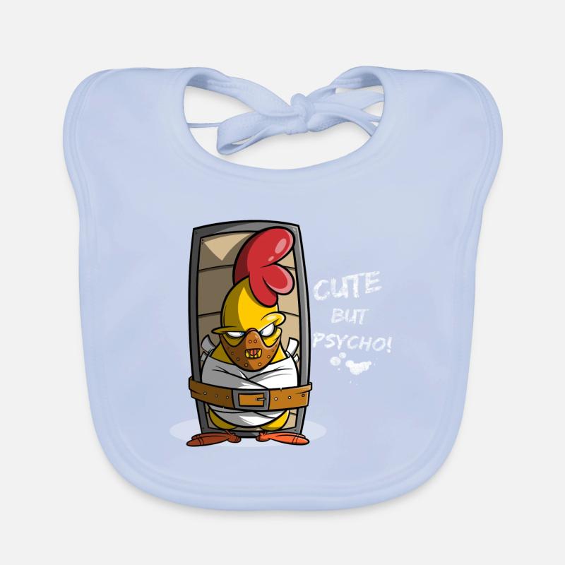Cute but Psycho, Chicken in Straitjacket, Gift Idea Organic Baby Bibs