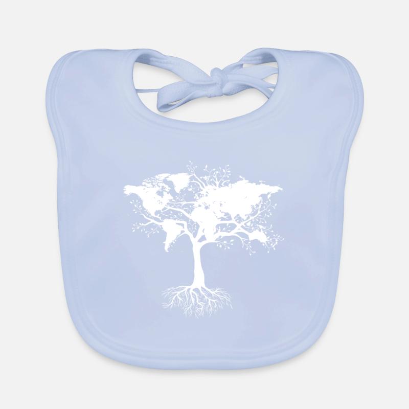 Tree with world map Organic Baby Bibs