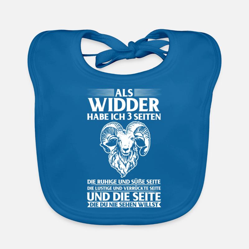 Als WIDDER habe ich 3 Seiten... Sternzeichen - Baby Bio-Lätzchen - Pfauenblau
