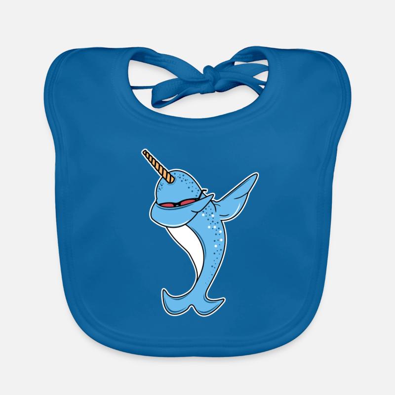 Drôle Narwhal Dab - Bavoir bio Bébé - bleu paon