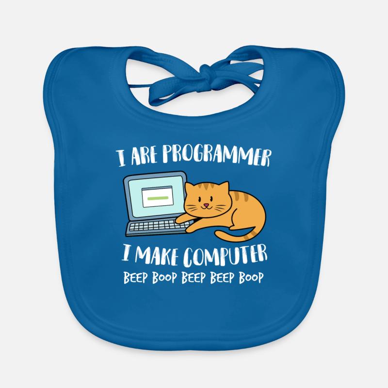 I Are Programmer Computer Funny Cat Beep Boop Organic Baby Bibs