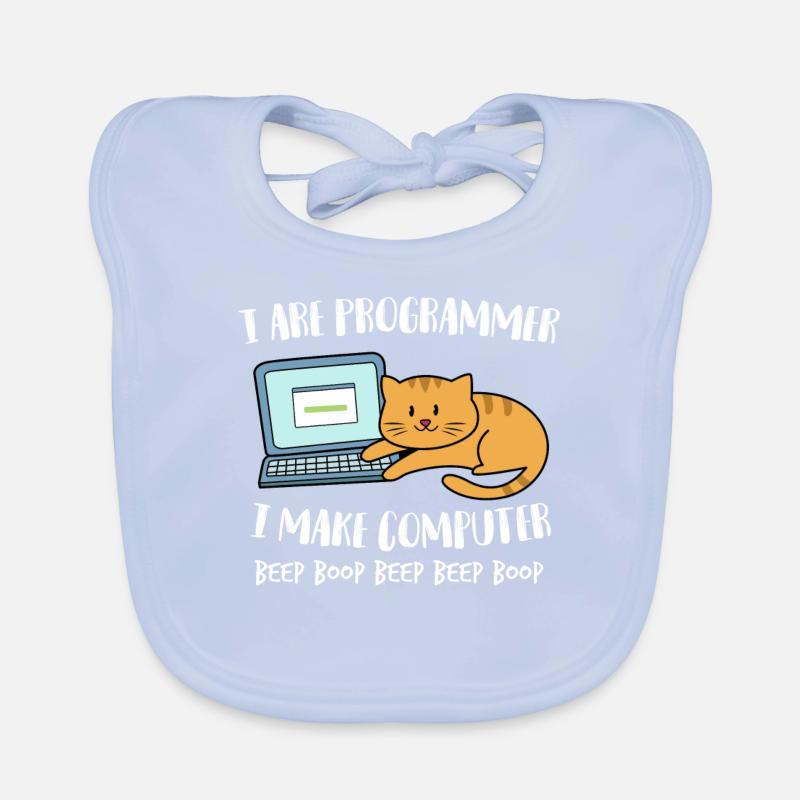 I Are Programmer Computer Funny Cat Beep Boop Organic Baby Bibs