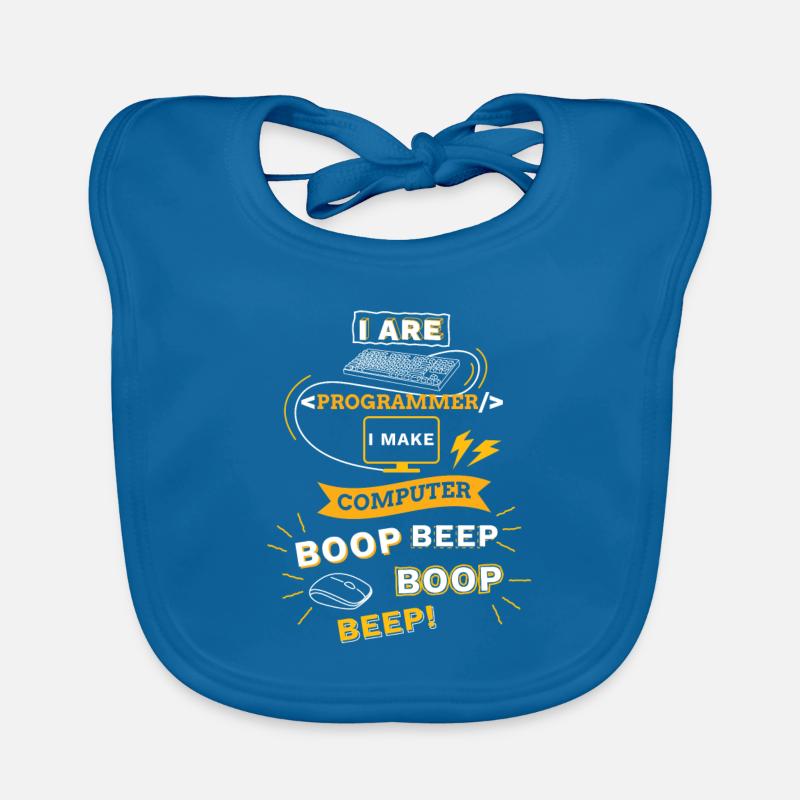 Programmer Tshirt Gift Funny Boop Beep Organic Baby Bibs