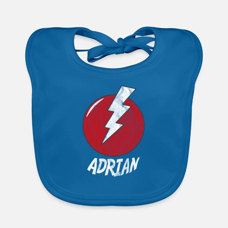 Blitz Namenshirt Superhero Superheld adrian Baby Bio-Lätzchen