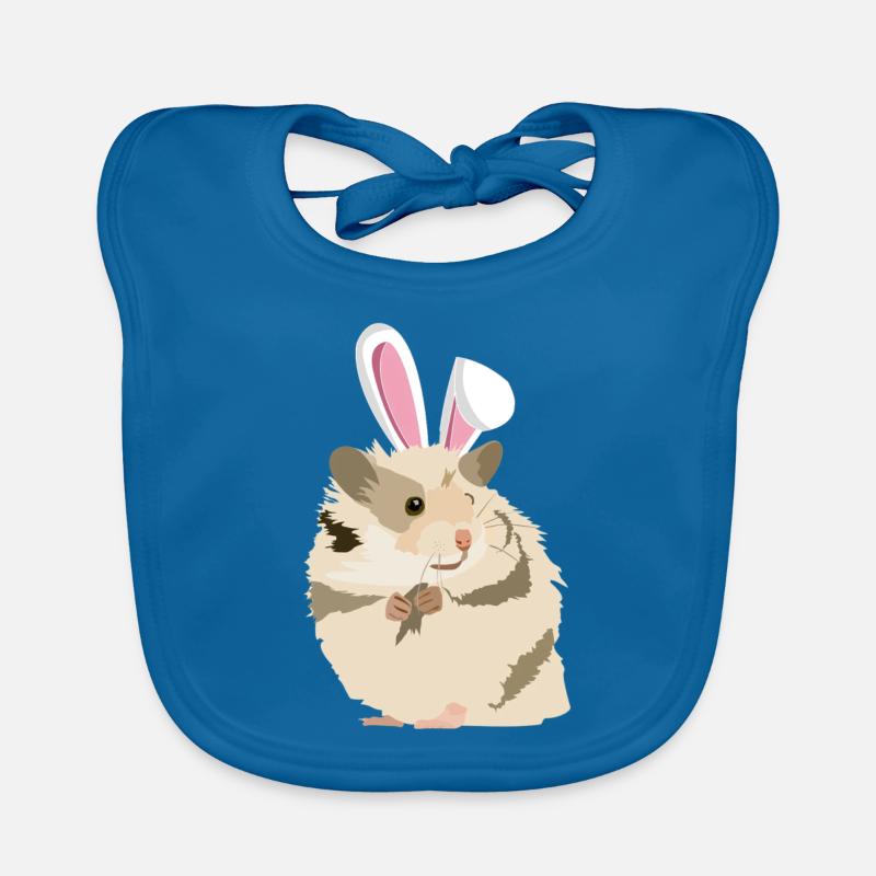 Hamster With Easter Bunny Ears Funny Pascha Organic Baby Bibs