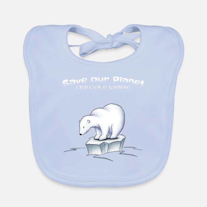 Polar Bear Save our planet stops global warming Organic Baby Bibs