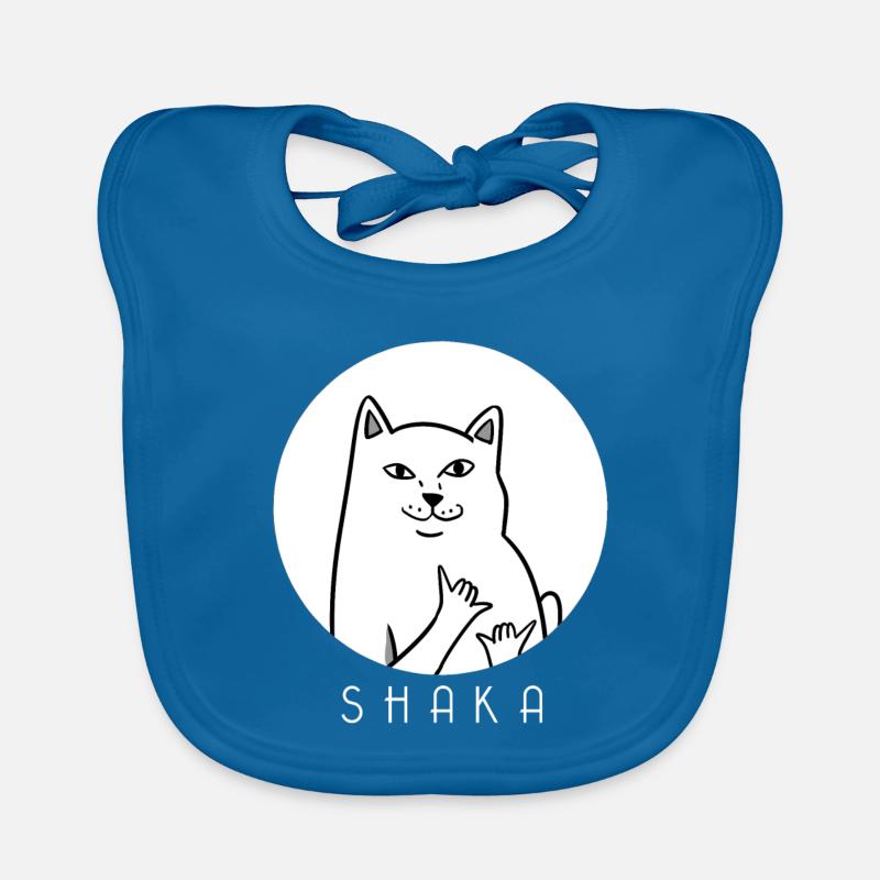MEME CAT - Shaka - chat - chaton - Bavoir bio Bébé - bleu paon