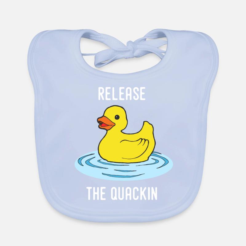 Release the Quackin squeaky duckling duck Organic Baby Bibs