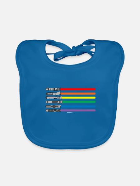 Laserschwert LGBT PRIDE Fahne Geschenk - Baby Bio-Lätzchen - Pfauenblau - Vorne
