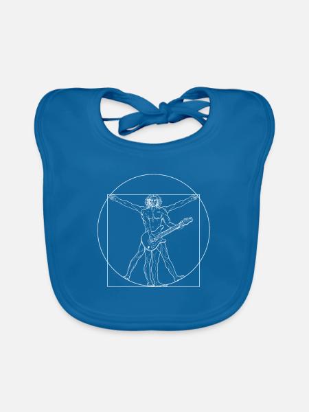 Guitare cadeau de joueur de guitare drôle - Bavoir bio Bébé - bleu paon - Devant
