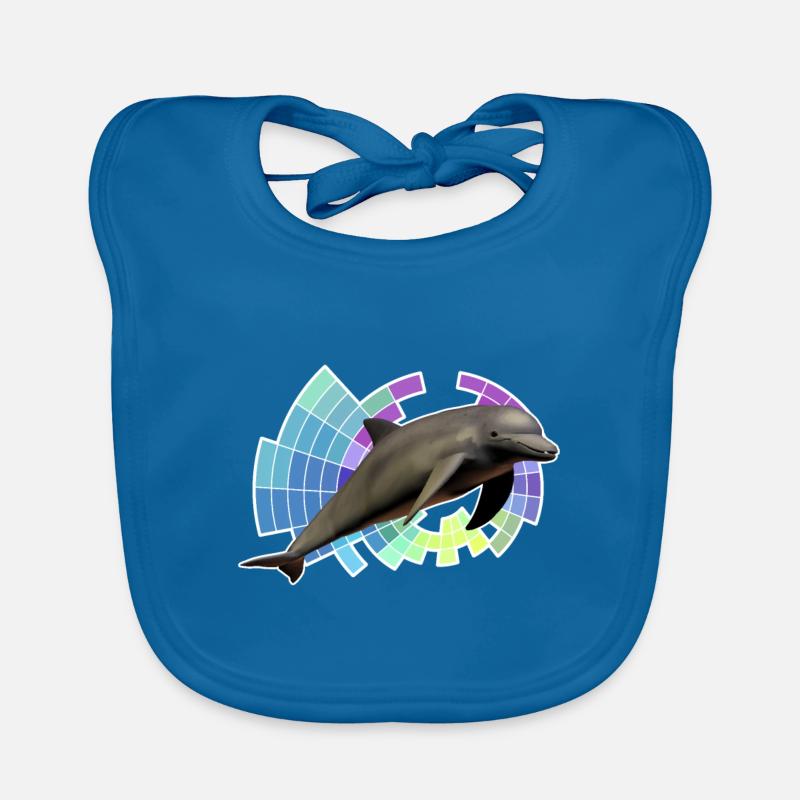 dauphin - Bavoir bio Bébé - bleu paon