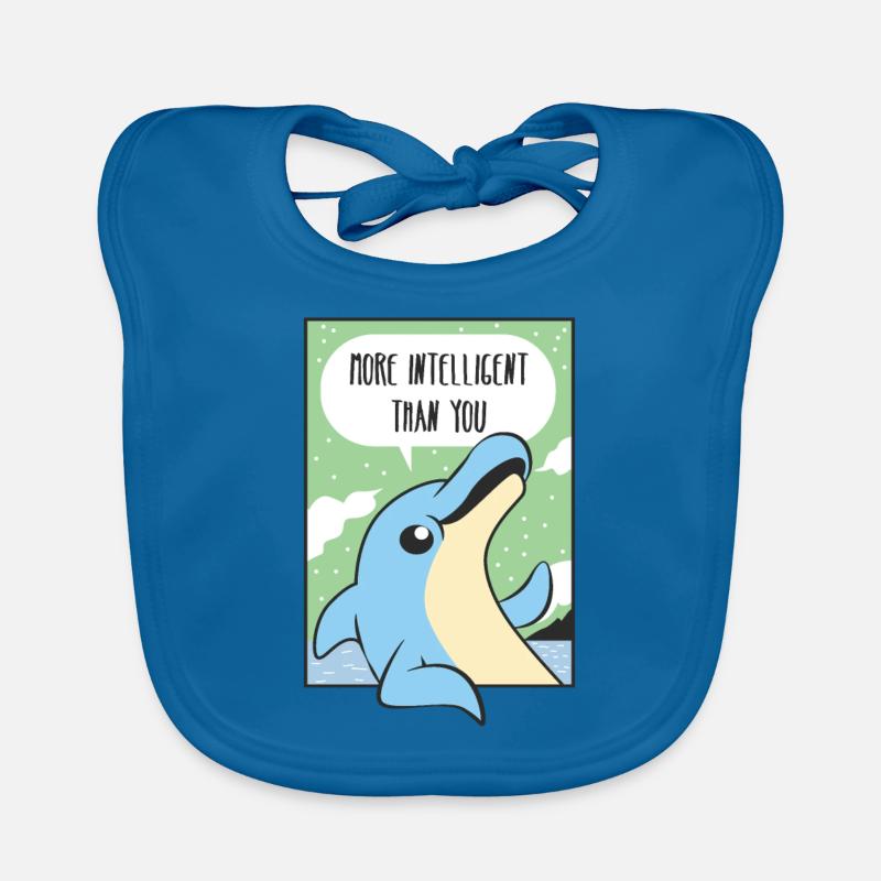 Comic Geschenk Delfin Spruch Intelligenz Party Zoo Baby Bio-Lätzchen