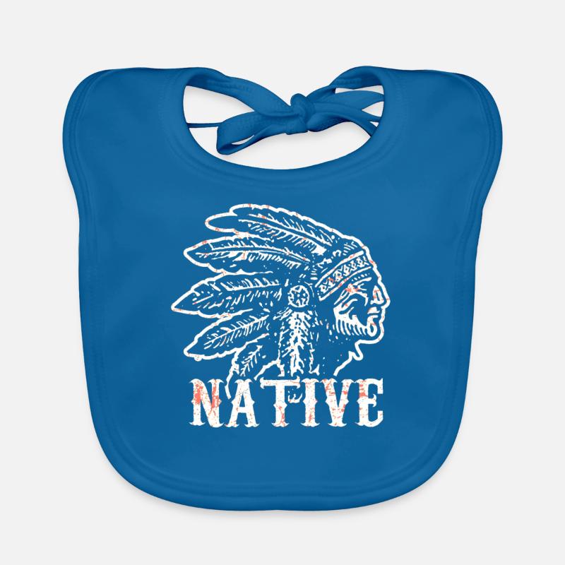 Native American Native History États-Unis - Bavoir bio Bébé - bleu paon