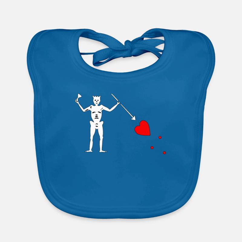 Blackbird pirate heart crown spear skeleton Caribbean Organic Baby Bibs