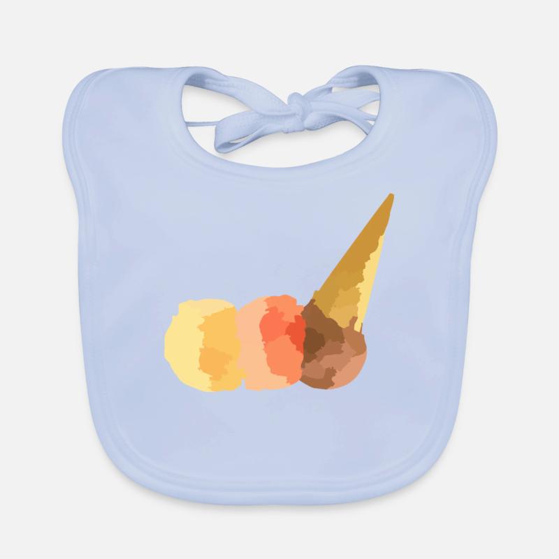 Sommer Eis - 3 Kugeln Vanille Erdbeer & Schoko Baby Bio-Lätzchen