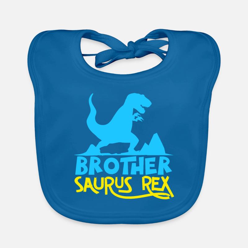 Frère Saurus Rex - Funny Dinosaur Graphic - Bavoir bio Bébé - bleu paon