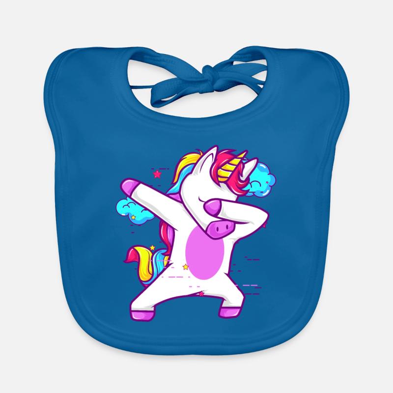Unicorn Dabbing mignon - cadeau drôle - Bavoir bio Bébé - bleu paon