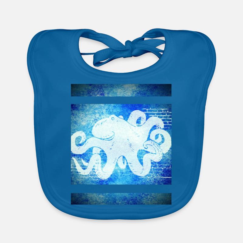 Octopus bleu Bavoir bio Bébé