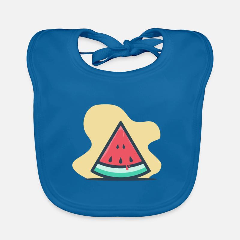 Été à nouveau - pastèque - présent - Bavoir bio Bébé - bleu paon