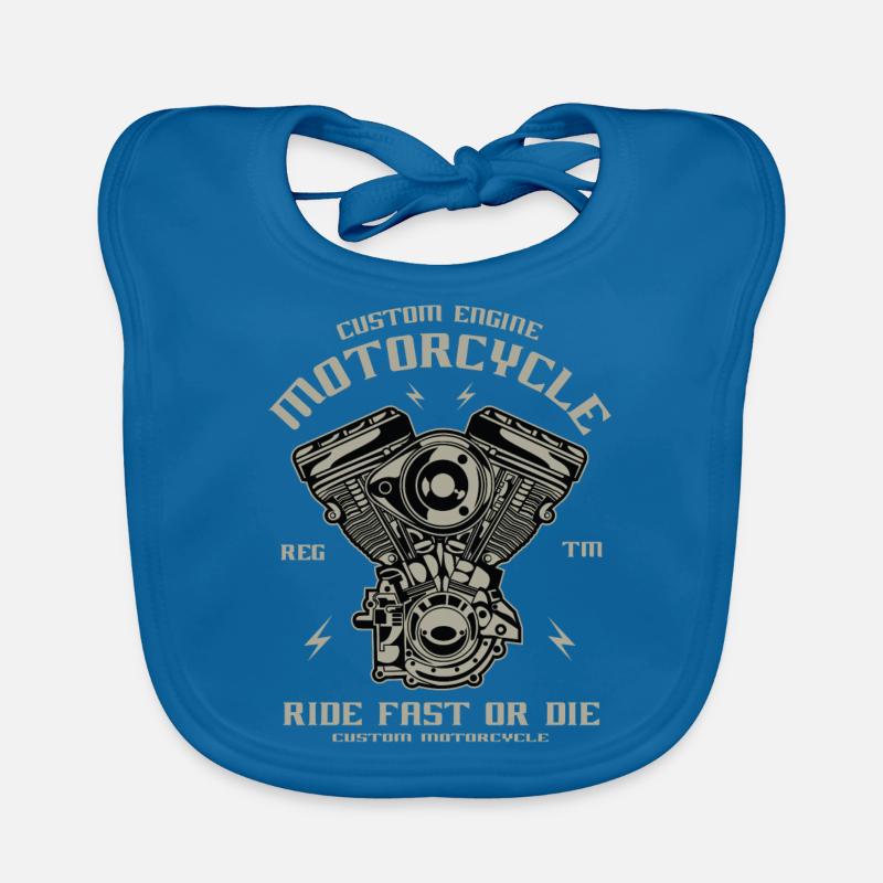 Conversion de moteur de moto Chopper Custom Engine - Bavoir bio Bébé - bleu paon
