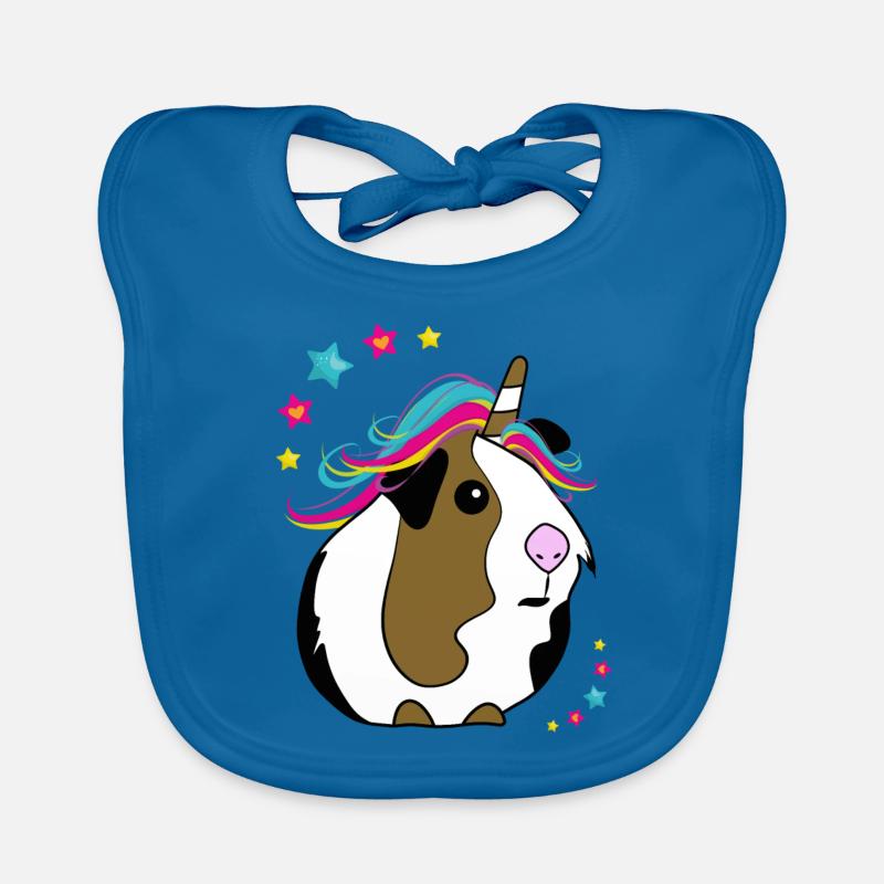 Cochon d'Inde Licorne - Bavoir bio Bébé - bleu paon