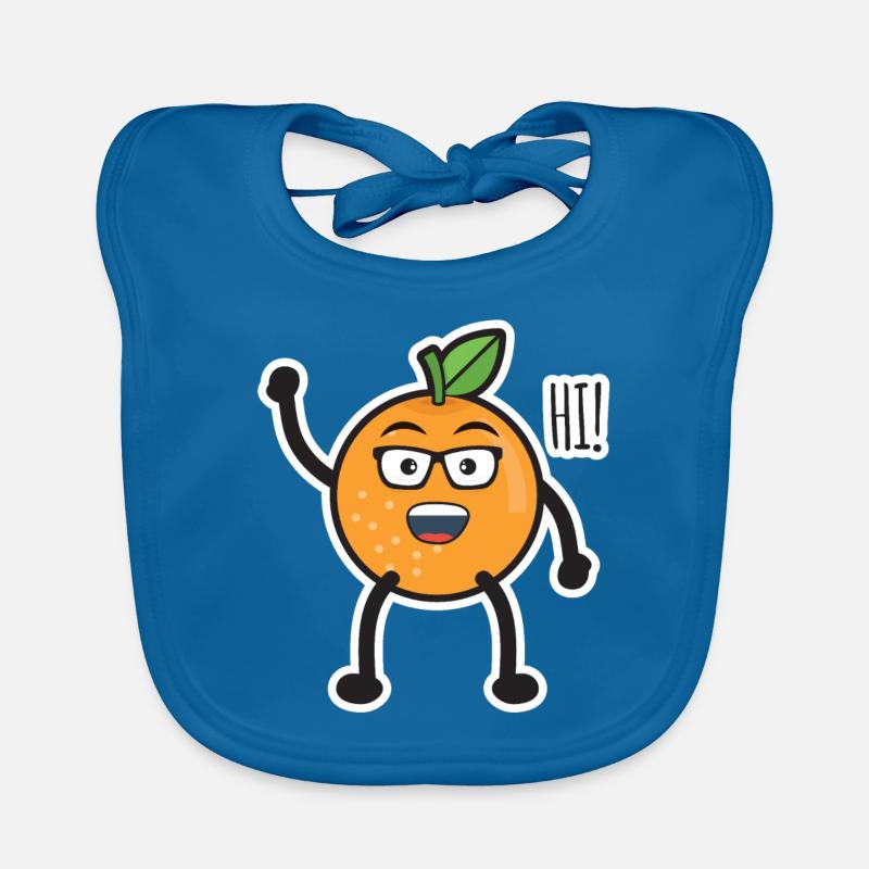 Salutation orange - Bavoir bio Bébé - bleu paon