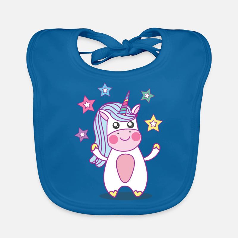 Petite Licorne - Bébé Licorne - Bavoir bio Bébé - bleu paon