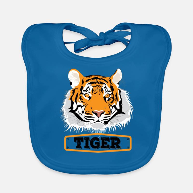 tigre - Bavoir bio Bébé - bleu paon