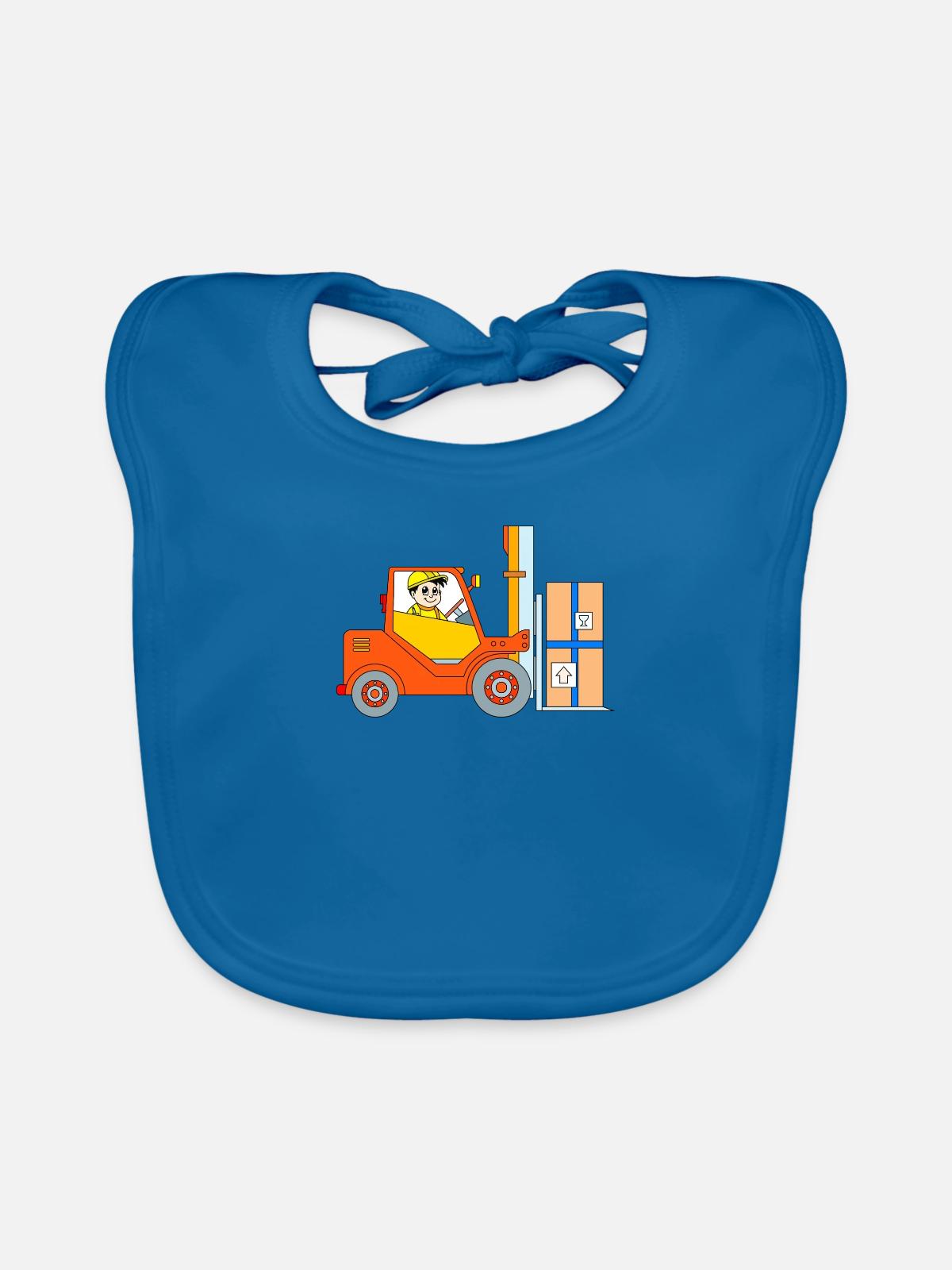 Gabelstapler - Baby Bio-Lätzchen - Pfauenblau - Vorne