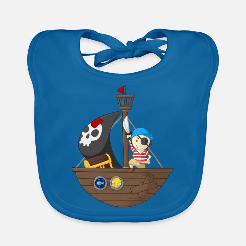 Petit pirate avec son bateau Bavoir bio Bébé
