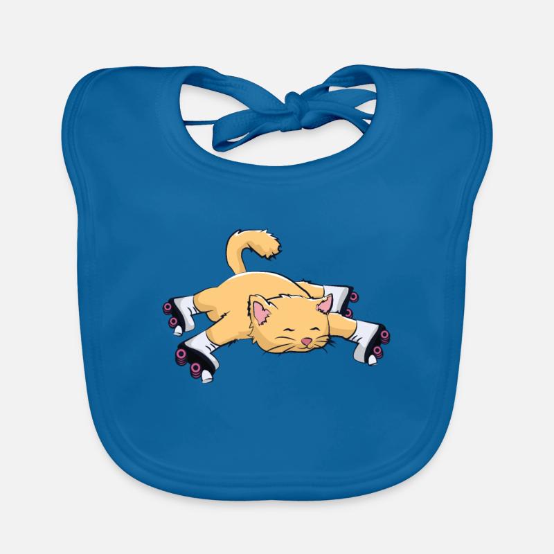 Katze mit Rollschuhe Baby Bio-Lätzchen
