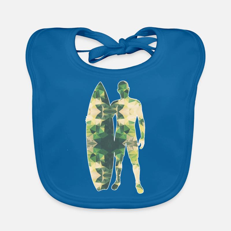 Polygon Surfer green Organic Baby Bibs