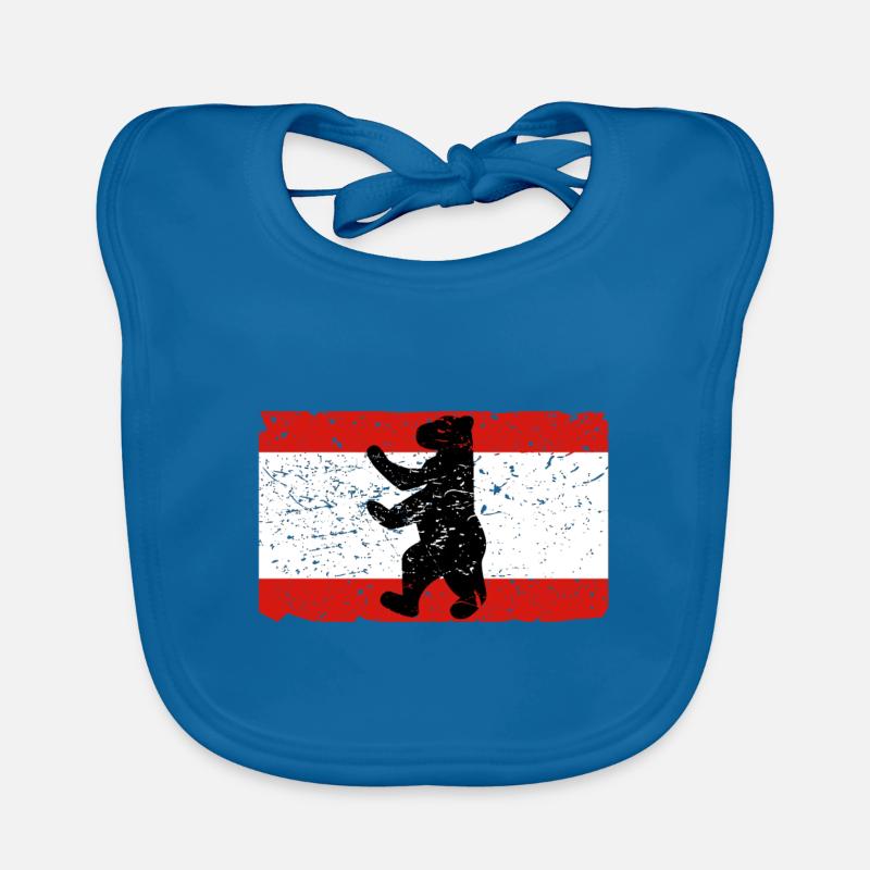 Ours de Berlin avec le drapeau de Berlin - Bavoir bio Bébé - bleu paon