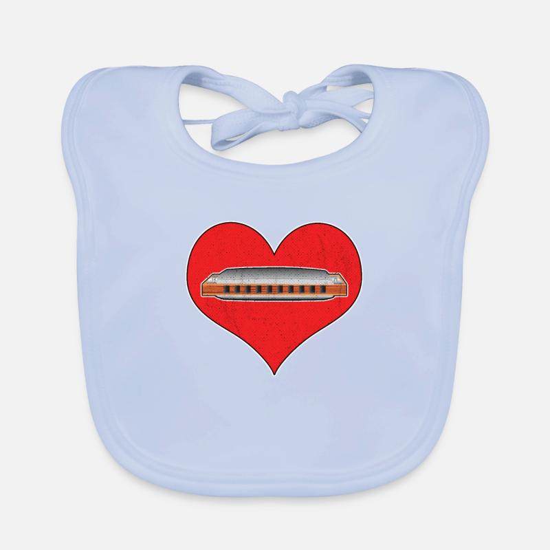 Harmonica Musical Instrument Organic Baby Bibs