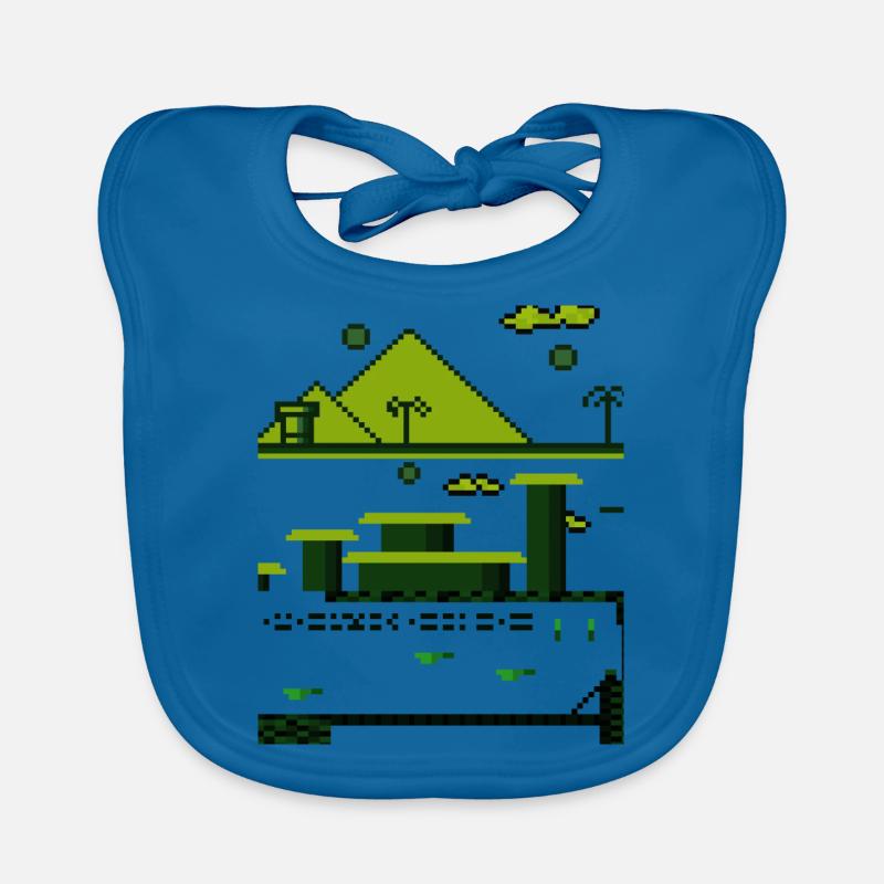 Nerds du jeu Retro Pixel - Bavoir bio Bébé - bleu paon