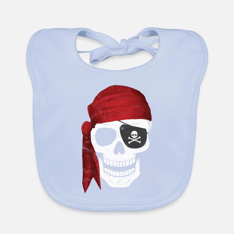 Pirate skull eye patch gift child son Organic Baby Bibs