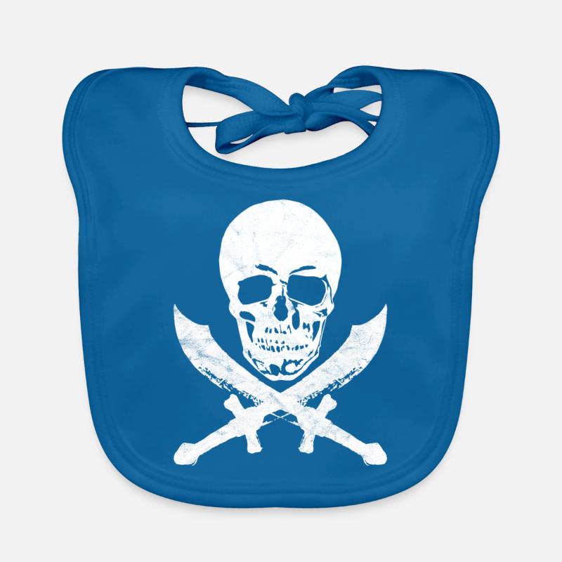 Drapeau de pirate pirate crâne pirate flag - Bavoir bio Bébé - bleu paon