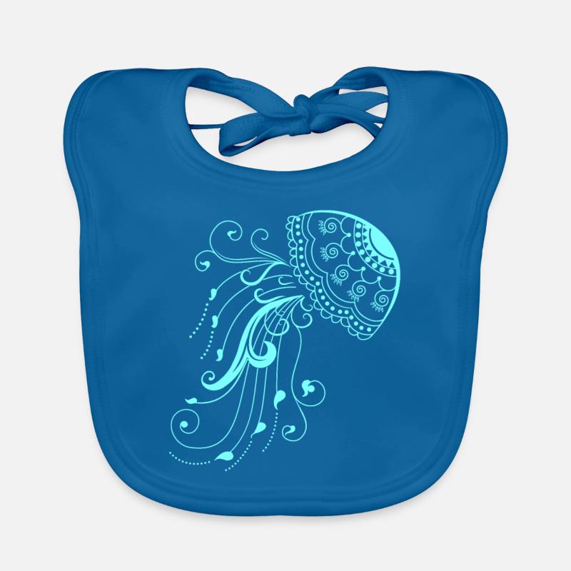 méduse - Bavoir bio Bébé - bleu paon