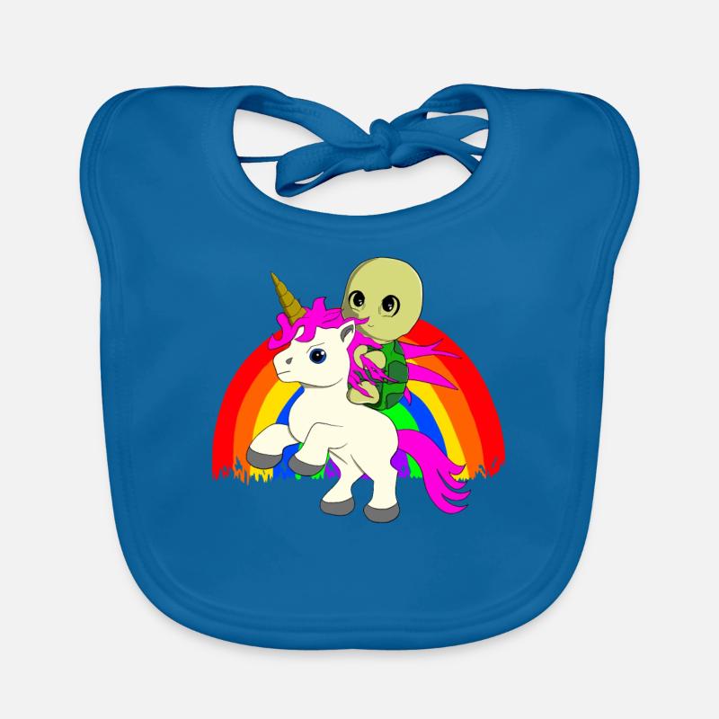 Max die Schildröte reitet ein Einhorn Baby Bio-Lätzchen