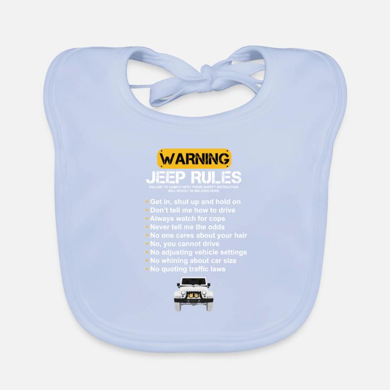 Warning Jeep Rules Organic Baby Bibs
