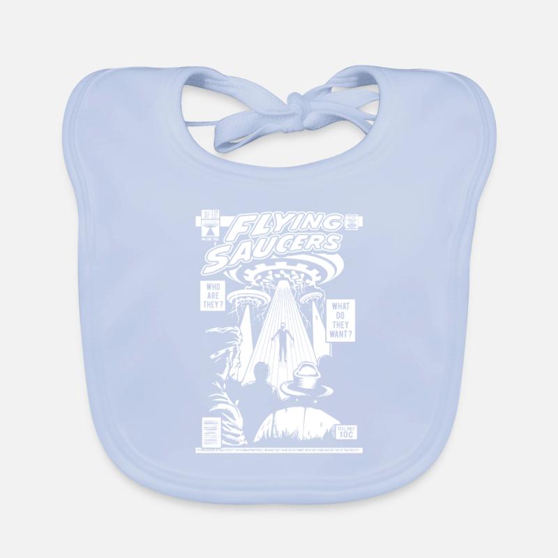 Alien Kidnapping Comic Ufo Flying Saucer Organic Baby Bibs