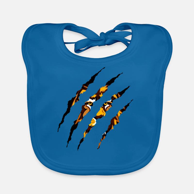 Griffe de Lion - Tête de Lion - Bavoir bio Bébé - bleu paon