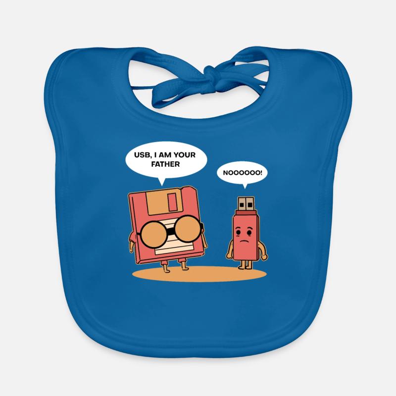 Funny USB diskette cassette 80s Organic Baby Bibs