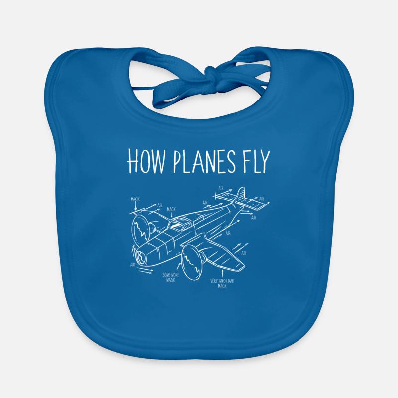 Comment les avions volent - Bavoir bio Bébé - bleu paon