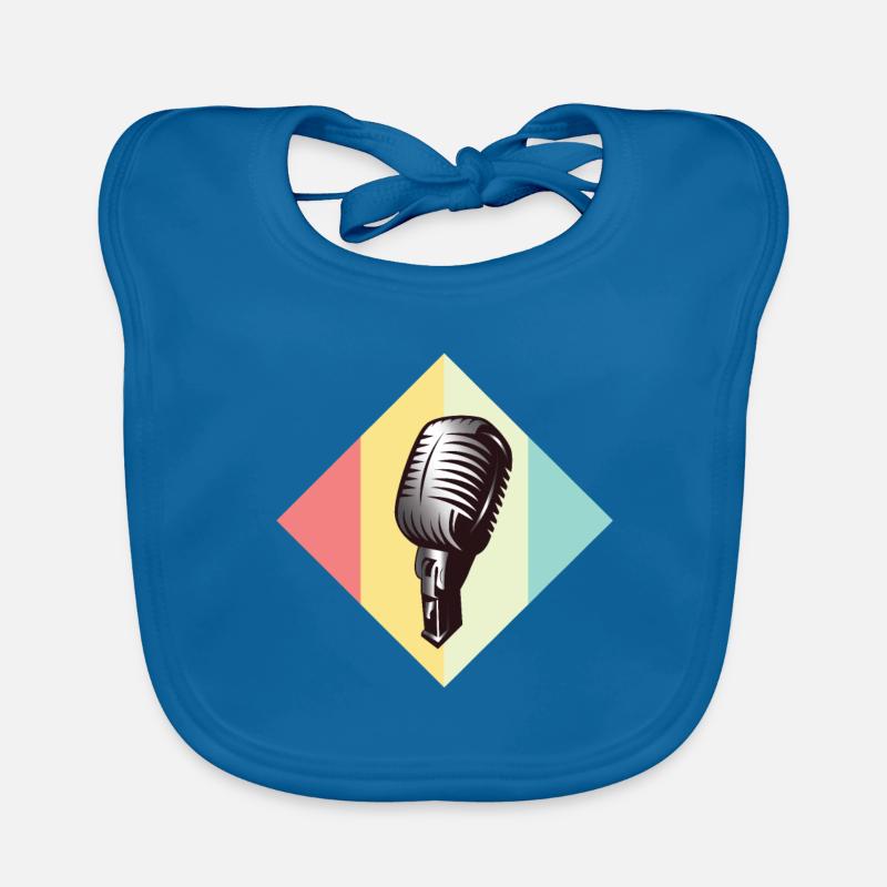 microphone - Bavoir bio Bébé - bleu paon