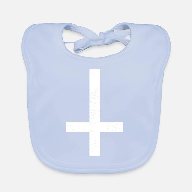 False cross Satan devil Christ Halloween Organic Baby Bibs